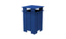 The Mainstay Trash Bin by Ledge Lounger is a blue, tall, square patio trash can featuring a slatted design and open top. It stands on four sturdy legs and is crafted from UV stable materials.