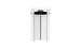 The Ledge Lounger Mainstay Trash Bin is a tall, white, cylindrical fixture with a modern design using UV stable materials, featuring vertical slats and a circular top that conceals the waste content within.