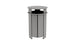 The Ledge Lounger Mainstay Trash Bin is a gray, cylindrical patio trash can with a slatted design and a slightly overhanging round lid. Made from UV stable materials, it stands on four feet to elevate it from the ground for optimal outdoor use.