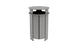 The Ledge Lounger Mainstay Trash Bin is a gray, cylindrical patio trash can with a slatted design and a slightly overhanging round lid. Made from UV stable materials, it stands on four feet to elevate it from the ground for optimal outdoor use.