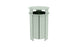 The Mainstay Trash Bin by Ledge Lounger is a light green, cylindrical outdoor trash can with vertical paneling, an open-top lid, circular top, and narrow waste disposal opening. Final Sale.