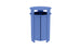 The Mainstay Trash Bin by Ledge Lounger is a blue, cylindrical patio can with vertical slats and a round covered top, made from UV stable materials for lasting outdoor use.