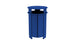 The Mainstay Trash Bin by Ledge Lounger is a durable blue cylindrical trash can with vertical slats and an open top, ideal for outdoor use. Final Sale.
