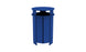 The Mainstay Trash Bin by Ledge Lounger is a durable blue cylindrical trash can with vertical slats and an open top, ideal for outdoor use. Final Sale.