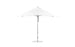 The Ledge Lounger Essential Fiberglass Umbrella - 10 Square Pulley features a sleek, modern design with a metallic pole and round base. Its marine-grade fabric canopy is fully open, offering clean lines and minimalistic elegance for lasting outdoor durability.