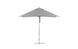 The Ledge Lounger Essential Fiberglass Umbrella - 10 Square Pulley features a gray marine-grade fabric canopy and a slim metal pole on a sturdy base. Displayed fully open, it boasts a simple, modern design against a plain white background.
