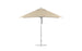 The Ledge Lounger Essential Fiberglass Umbrella, featuring a 10 square canopy made from marine-grade fabrics and a central silver pole, is securely supported by one of the reliable bases on a flat circular foundation.