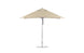 The Ledge Lounger Essential Fiberglass Umbrella, featuring a 10 square canopy made from marine-grade fabrics and a central silver pole, is securely supported by one of the reliable bases on a flat circular foundation.