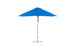 The Ledge Lounger Essential Fiberglass Umbrella - 10 Square Pulley, with a marine-grade fabric canopy in blue and supported by a metal pole, is fully open against a white background.