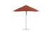 The Essential Fiberglass Umbrella - 10 Square Pulley by Ledge Lounger is shown open and upright against a white background. With its large red canopy, silver metal pole, sturdy base, marine-grade fabrics for durability, and vented top for airflow, its perfect for any patio setting.