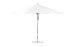 The Ledge Loungers Essential Fiberglass Umbrella features a 13 octagon canopy crafted from marine-grade fabric, paired with a slender silver pole and round base stand. Fully open, its minimalist and sleek design is perfect for patios.
