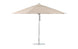 The Ledge Lounger Essential Fiberglass Umbrella features a 13 octagonal canopy in beige, supported by a durable aluminum pole with a flat, round base. Crafted from marine-grade fabrics, its elegant design provides ample shade and stands fully open and upright.