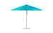 A 13 octagon turquoise umbrella by Ledge Lounger, featuring a durable aluminum pole and round base, fully opened on a white background.
