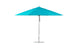 A 13 octagon turquoise umbrella by Ledge Lounger, featuring a durable aluminum pole and round base, fully opened on a white background.