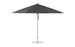 The Essential Fiberglass Umbrella - 13 Octagon Pulley by Ledge Lounger includes a marine-grade dark canopy and a slim aluminum pole. It has a stable, round base and features a wide, circular covering when open.