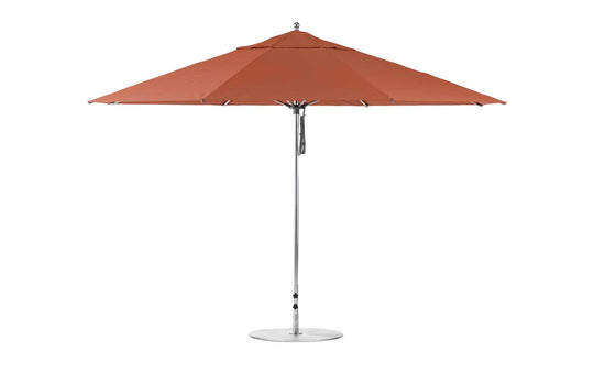 The Ledge Lounger Essential Fiberglass Umbrella features a 13 octagon marine-grade orange canopy with a durable aluminum pole and round base, offering a simple, modern design thats fully extended to provide ample shade in any weather.