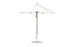 The Essential Fiberglass Umbrella - 9 Octagon Pulley by Ledge Lounger features a wide canopy, metal pole, and round base. Crafted from marine-grade fabrics in a large white design, its ideal for any patio or garden setting.