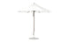 The Essential Fiberglass Umbrella - 9 Octagon Pulley by Ledge Lounger features a wide canopy, metal pole, and round base. Crafted from marine-grade fabrics in a large white design, its ideal for any patio or garden setting.