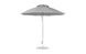 The Essential Fiberglass Umbrella - 9 Octagon Pulley by Ledge Lounger features a grey canopy made of marine-grade fabrics, a metal pole, and a durable base. Its sleek design offers stylish shade for any outdoor area.