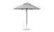 The Ledge Lounger Essential Fiberglass Umbrella - 9 Octagon Pulley includes marine-grade fabric, a sturdy metal stand with a round base, and a central pole. It opens effortlessly with a pulley system, making it perfect for elevating any outdoor patio setting.