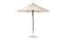 Introducing the Essential Fiberglass Umbrella by Ledge Lounger, featuring a 9 octagon beige canopy from marine-grade fabrics. It includes a central metal pole on a sturdy, flat circular base.