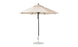 Introducing the Essential Fiberglass Umbrella by Ledge Lounger, featuring a 9 octagon beige canopy from marine-grade fabrics. It includes a central metal pole on a sturdy, flat circular base.