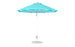 The Ledge Lounger Essential Fiberglass Umbrella, with a blue and white striped 9 octagon canopy, straight pole, and circular base, offers ample shade. Its crafted with marine-grade fabrics for outdoor durability.