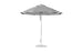 The Essential Fiberglass Umbrella - 9 Octagon Pulley by Ledge Lounger features a sturdy pole and marine-grade fabric base. Showcased on a plain white background, this wide, circular umbrella displays black and white alternating horizontal stripes, combining style with durability.