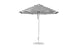 The Essential Fiberglass Umbrella - 9 Octagon Pulley by Ledge Lounger features a sturdy pole and marine-grade fabric base. Showcased on a plain white background, this wide, circular umbrella displays black and white alternating horizontal stripes, combining style with durability.