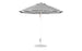 The Ledge Lounger Essential Fiberglass Umbrella - 9 Octagon Pulley showcases alternating black and white panels crafted from marine-grade fabrics, a metal pole, and a circular base for stability. It stands upright fully opened against a plain white background.