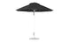 Ledge Loungers Essential Fiberglass Umbrella features a black 9 octagon design, silver pole, and umbrella base made from marine-grade fabrics, showcased against a plain white background.