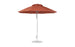 The Ledge Lounger Essential Fiberglass Umbrella features a 9 octagon pulley design with marine-grade fabrics and a red canopy. It includes a durable silver pole with a sturdy round base, making it perfect for outdoor use.