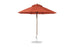 The Ledge Lounger Essential Fiberglass Umbrella - 9 Octagon Pulley with a sleek metal pole and circular base stands open, showcasing its brown, pointed top. Crafted from marine-grade fabrics, it provides reliable shade and ensures sturdiness and weather resistance for long-lasting use.
