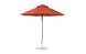 The Ledge Lounger Essential Fiberglass Umbrella - 9 Octagon Pulley with a sleek metal pole and circular base stands open, showcasing its brown, pointed top. Crafted from marine-grade fabrics, it provides reliable shade and ensures sturdiness and weather resistance for long-lasting use.
