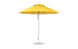The Ledge Lounger Essential Fiberglass Umbrella - 9 Octagon Pulley showcases a marine-grade yellow outdoor canopy and sturdy silver pole on a flat base, making it perfect for shade in any setting.