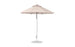 The Ledge Lounger Essential Fiberglass Umbrella features a 7.5 octagon canopy made from durable marine-grade fabrics. With a central metal pole and circular base, this beige patio umbrella offers wind-resistant shade and style for sunny spaces.