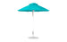 The Ledge Lounger Essential Fiberglass Umbrella features a marine-grade teal canopy with an octagonal shape, adjustable metal pole, and round base. Its wind-resistant design stands tall on a white background, providing durable outdoor use.