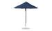 The Essential Fiberglass Umbrella - 7.5 Octagon Pulley by Ledge Lounger features durable navy marine-grade fabric, a straight black pole, and a sturdy circular metal base. This wind-resistant marvel stands proudly against a white background.
