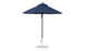 The Essential Fiberglass Umbrella - 7.5 Octagon Pulley by Ledge Lounger features durable navy marine-grade fabric, a straight black pole, and a sturdy circular metal base. This wind-resistant marvel stands proudly against a white background.
