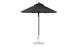 A Ledge Lounger Essential black fiberglass umbrella with a 7.5 octagon canopy and sturdy pole designed for wind resistance features marine-grade fabrics, showcased on a white background.