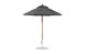 The Essential Fiberglass Umbrella - 7.5 Octagon Pulley by Ledge Lounger features a marine-grade fabric canopy and wooden pole on a white background, showcasing a classic design with a metal base for both durability and elegance.