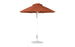 The Ledge Lounger Essential Fiberglass Umbrella features a 7.5 octagon canopy made from marine-grade fabric, supported by a white pole with a base, designed to be fully opened and wind resistant.