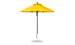 The Ledge Lounger Essential Fiberglass Umbrella - 7.5 Octagon Pulley features a yellow canopy with a black pole and round metal base, crafted from wind-resistant marine-grade fabric, showcasing a classic pointed style perfect for outdoor use.
