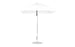 The Ledge Lounger Essential Fiberglass Umbrella - 7.5 Square Pulley features a white square canopy with curved edges, a silver metal pole, and marine-grade fabric for sun protection. It includes a crank mechanism for easy opening, ideal for in-pool and on-deck use.