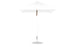 The Ledge Lounger Essential Fiberglass Umbrella - 7.5 Square Pulley boasts a sleek, modern design with marine-grade fabrics, a straight pole, and circular metallic base. Its visible handle below the canopy ensures durability and style for any outdoor setting.