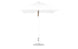 The Ledge Lounger Essential Fiberglass Umbrella - 7.5 Square Pulley boasts a sleek, modern design with marine-grade fabrics, a straight pole, and circular metallic base. Its visible handle below the canopy ensures durability and style for any outdoor setting.