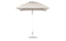 The Ledge Lounger Essential Fiberglass Umbrella - 7.5 features a round canopy crafted from marine-grade fabrics on a sleek metal pole with a circular base, equipped with a tie strap, and is showcased against a plain white background, emphasizing its durability akin to fiberglass umbrellas.