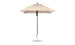 The Ledge Lounger Essential Fiberglass Umbrella, a 7.5 square pulley model in beige, features marine-grade fabrics on a silver pole with a circular base. Its robust design ensures durability and elegance, seen fully open against a plain white background.