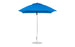 The Ledge Lounger Essential Fiberglass Umbrella - 7.5 Square Pulley has marine-grade fabric, a silver metal pole, and a flat circular base, ensuring durability in harsh conditions.