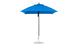 The Essential Fiberglass Umbrella by Ledge Lounger features a 7.5 square design with marine-grade fabric on a pointed top. Its sturdy metal pole rests on a round silver base, combining stylish durability for elegant outdoor shade.